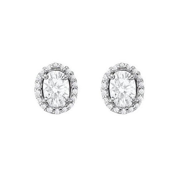 UBNER40590W14OV108CZ April Birthstone Cubic Zirconia Halo Stud Earrings in 14K White Gold 6 CT TGW