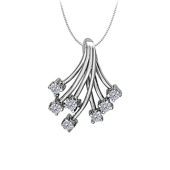 UBNPD31397W14D Diamond Fashion Shower Pendant in 14K White Gold 0.35 CT TDW with White Gold Chain