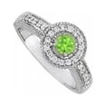 thumbnail image 1 of UBNR84509W14CZPR600 Peridot & CZ Halo Engagement Ring in 14K White Gold Fabulous Design, 28 Stones, 1 of 1
