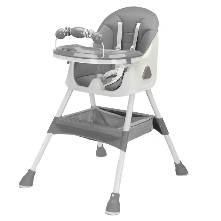 UBRAVOO Foldable Baby High Chair 6 Months Plus, with Large Antislip Pad & ToyRack, Easy to Clean Feeding,Gray
