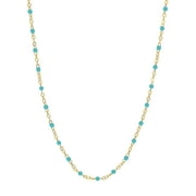 UBS015038980-14Y 14K Yellow Gold Adjustable Turquoise Enamel Bead Bracelet