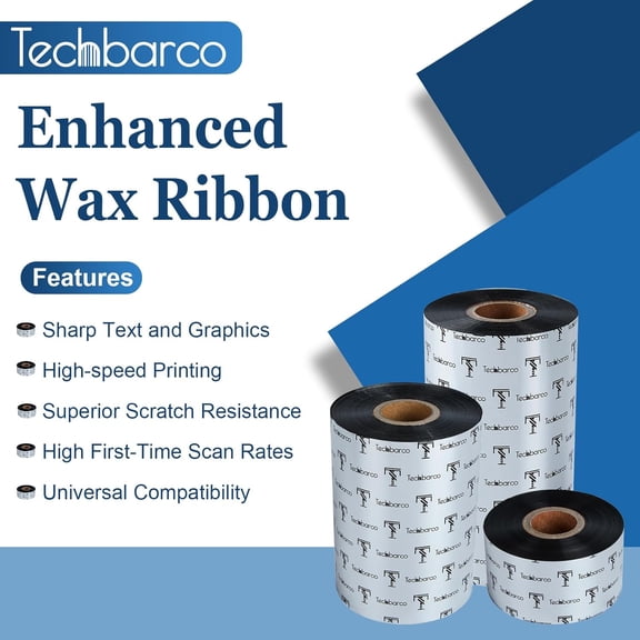 UBSWF-1 Roll 4.33" x 1476' Premium Enhanced Wax Thermal Transfer Ribbon, 110mm x 450m Black Industrial Barcode Label Printer Ribbon - Compatible with Zebra, TSC, GoDex, Citizen, 1" Core