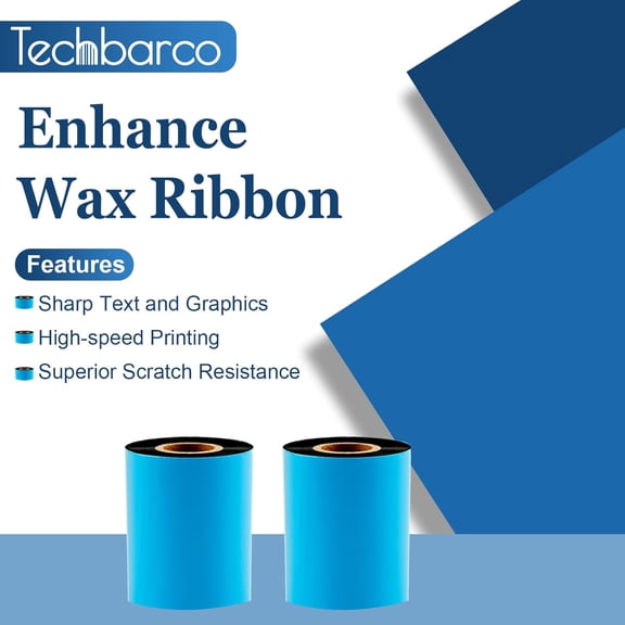 UBSWF-1 Rolls 2.36" x 1476' Premium Enhanced Wax Thermal Transfer Ribbon, 60mm x 450m Black Industrial Barcode Label Printer Ribbon - Compatible with Zebra, TSC, GoDex, Citizen, 1" Core