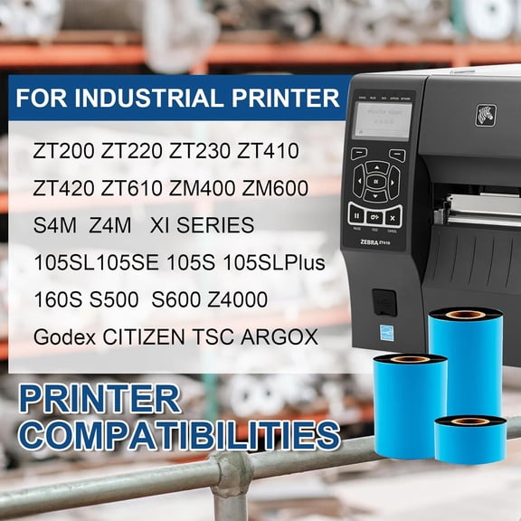 UBSWF-1 Rolls 3.14" x 984' Premium Enhanced Wax Thermal Transfer Ribbon, 80mm x 300m Black Industrial Barcode Label Printer Ribbon - Compatible with Zebra, TSC, GoDex, Citizen, 1" Core