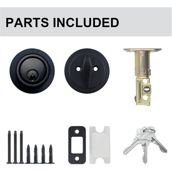 UBSWF-1 Side Keyed Deadbolt Lock,Single Cylinder Dead Bolt, Matte Black Round Exterior Keyed Front Entry Inside Door Deadbolt