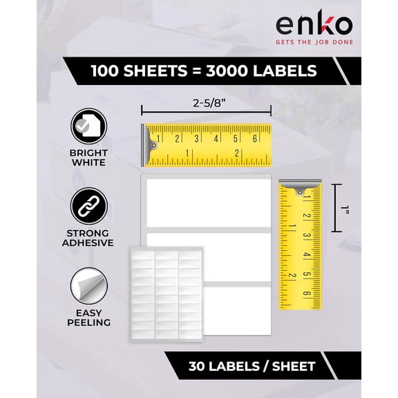 UBSWF-1 x 2-5/8 Inch 30 Up Return Mailing Address Labels White Printable FBA Labels (100 Sheets, 3000 Labels)
