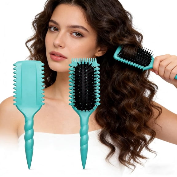 UBSWF-10 Pc Curl Defining Hair Brush Set with Spray Bottle for Effortlessly Detangling, Shaping and Styling Women's & Men's Curls on Wet or Dry Hair, Reduces Frizz