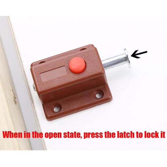 UBSWF-10 Pieces of Brown Spring Button Spring Automatic Door Lock, Furniture Cabinet Drawer Door Bolt