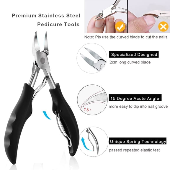 UBSWF-10Pcs/set Ingrown Toenail Tools Kit, Nail Treatment Foot Tool,Ingrown Toenail Removal Correction Clippers, Surgery Grade Nail File Lifter, Professional Pedicure Tool