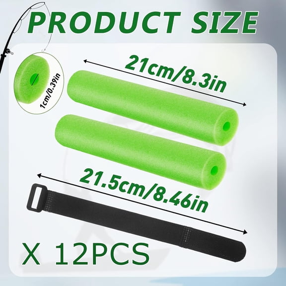 UBSWF-12 Pieces Fishing Rod Floats Fishing Pole Floats Kayak Gear with 24 Hook and Loop Straps for Boats Accessories
