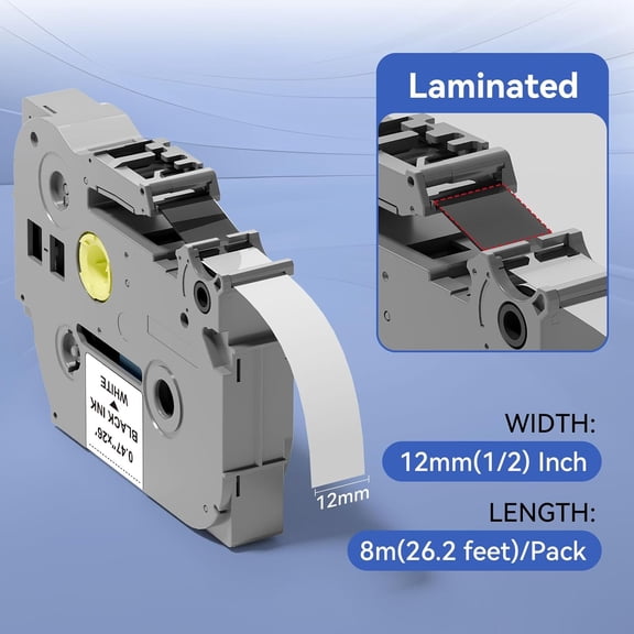 UBSWF-12mm 0.47 TZe TZ Tape Laminated White Label Maker Tape Replacement for Brother P Touch Label Tape TZe-231 TZe231 Compatible with Brother PT-D210 PT-D220 PT-H110 PT-D410 PT-P710BT