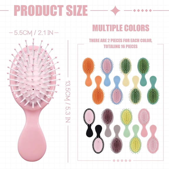UBSWF-16 Pack Mini Hair Brush, Travel Gifts Bulk Mini Small Pocket Brush for Girls Women Boys Men