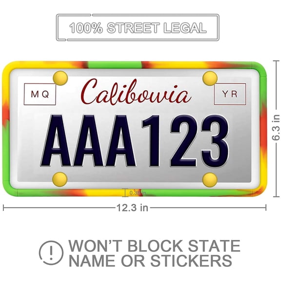 UBSWF-2 Pack Silicone License Plate Frame Front Back License Plate Cover License Plate Bracket Holder Rust-Proof, Rattle-Proof, Weather-Proof, for US CA Standard Cars (Mixed Blue)