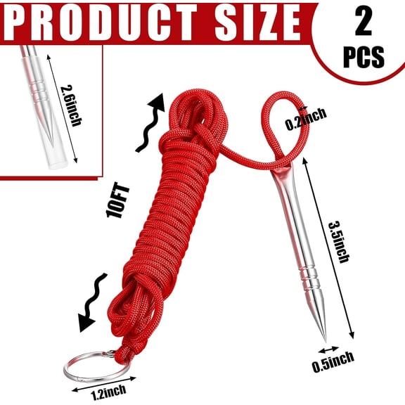 UBSWF-2 Pcs 10 ft 550lb Paracord Fishing Stringer Fish Holder with 1 Inch Split Ring