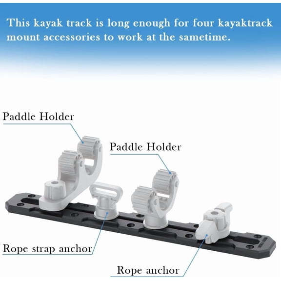 UBSWF-2 Pcs 13.4" Low Profile Track, Kayak Track for Fishing Rod Holder, Kayak Gear Track Accessories, Reinforced Marine Nylon, Free Installation Screws