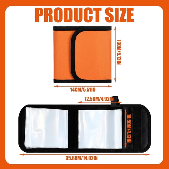 UBSWF-2 Pcs 20 Pockets Fishing Tackle Binder Fly Fishing Leader Tippet Line Wallet Leader Organizer Case Lure Storage Bag for Pre-tied Rigs, Leaders, Soft Baits and Lines(Orange)