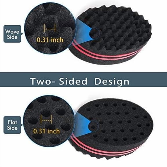 UBSWF-2 Pcs Hair Sponge for Black Men Curls - Double Sided Curling Sponge, Small Holes Hair Twist Tool, Twist Brush for Textured Styling
