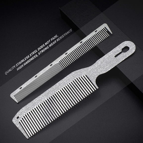 UBSWF-2 Pcs Stainless Steel Comb Set Metal Barber Combs for Hair Stylist, High Texture, Wood Grain Design barber combs professional Metal Fine Comb