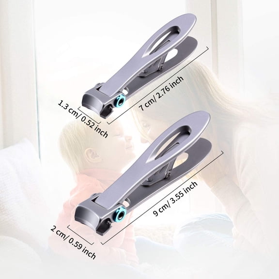 UBSWF-2 Pieces Oversized Thick Nail Clippers for Tough Toenails Fingernails Stainless Steel Fingernail Clipper Ultra Wide Jaw Sharp Trimmer Ingrown Manicure Pedicure Men Women Elder, 2 Size(Sliver)