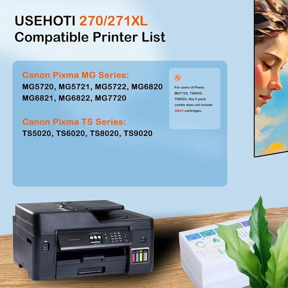 UBSWF-270XL PGBK Ink Cartridges Compatible with PGI-270XL Series Printers, High-Yield Black Ink Replacement for MG and TS Models (2-Pack)