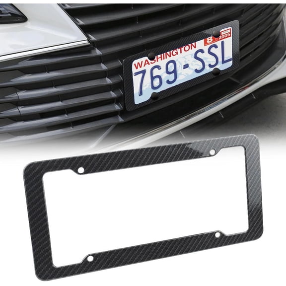 UBSWF-2PCS License Plate Frames,License Plate Cover,Car Accessories Carbon Fiber License Plate Frame,Licence Plate Frame Holder with Fasteners and Screws (Carbon Fiber)