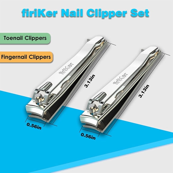 UBSWF-2PCS Stainless Steel Nail Clippers,Professional Fingernail Clipper and Toenail Clipper, Wide Easy Press Lever Nail Cutter with Swing Out Nail Cleaner/File for Men and Women