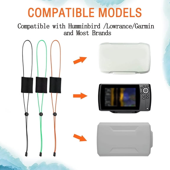 UBSWF-3 Pcs Fishing Graph Cover Straps,Adjustable Fish Finder Cover Strap Secure Fish Finder Covers During Travel to Protect from Damage, Elasticity Bungee Fishing Accessories Fit Up to 18 in Screens