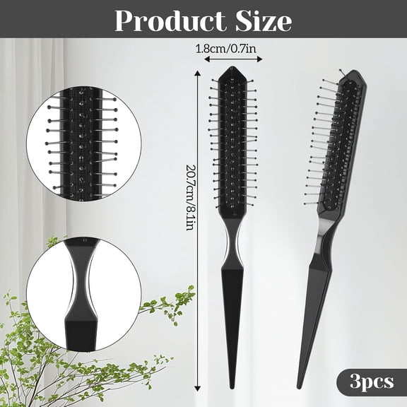 UBSWF-3 Row Wig Brush Comb Set, 3 Pcs Comb Professional Hair Extension Brush Metal Combs Wig Wire Detangling Brushes for Human Wigs and Synthetic Extension
