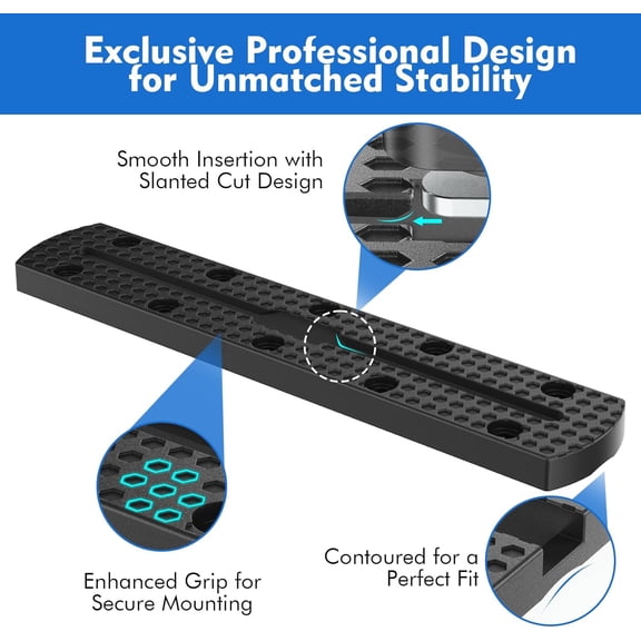 UBSWF-3003 8" 2 Pack Kayak Track Textured Grip Surface Multi-Size Kayak Low Profile Track Kayak Gear Track Mount Accessories Easy Installation Kayak Rail Track for Holding Fishing Rod Cup Holder Padd