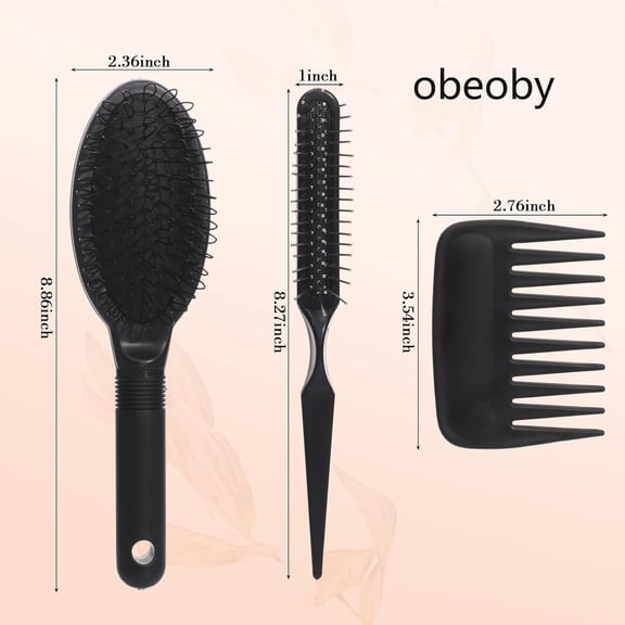 UBSWF-3Pcs Wig Brush Comb Set, Loop Wig Brush Hair Extension Wide-Tooth and Edge Combs for Human Wigs and Synthetic Extension