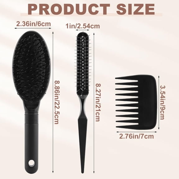UBSWF-3Pcs Wig Brush Comb Set,Professional Styling Extension Brushs Kit,Loop Wig-Brushs Hair Extension Wide-Tooth and Edge Combs, for Human and Synthetic Hair Smoothing Parting Section