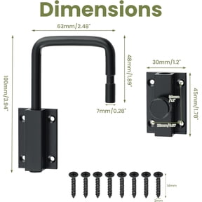 UBSWF-4 Inch U-Bolt Door Loop Lock, 90/180 Degree Heavy Duty Security Door Latch, Black Anti-Theft Privacy Bolt Lock, Door Hardware for Bedroom,Apartment, Interior Door, Barn Door, Fence Gate
