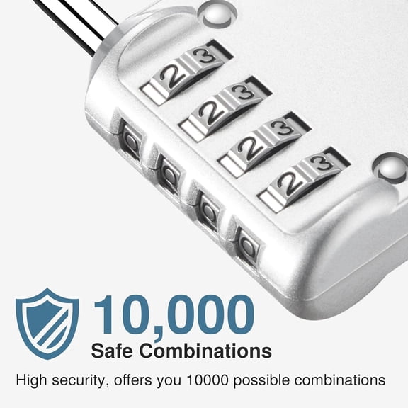 UBSWF-4 Pack Combination Lock for Locker 4 Digit Outdoor Waterproof Padlock for School, Gym, Sports, Fence, Toolbox, Gate, Case, Outdoor, Hasp Storage, Cabinets (Silver)