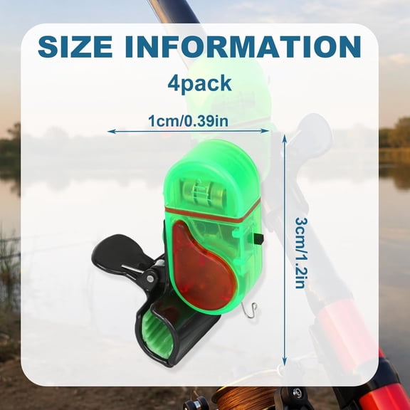 UBSWF-4 Pack Fishing Bite Alarm, Bite Alarms for Fishing Poles, Sensitive Electronic Fish Alarms Indicator, Sound Alert Bell with LED Lights