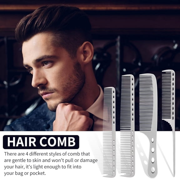 UBSWF-4 Types Aluminum Hair Combs for Cutting Stainless Steel Hair Tail Metal Comb (silver)
