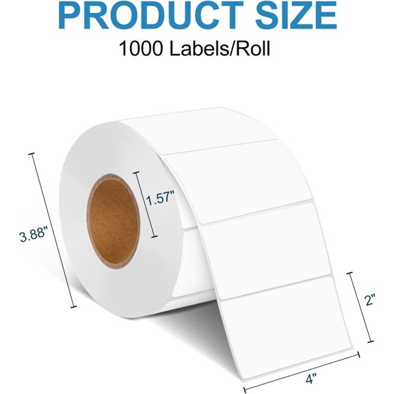 UBSWF-4" x 2" Premium Thermal Labels (1000/Roll) Compatible with Direct Thermal Printers. Ideal for Shipping, Inventory Management, Barcode Systems, and FBA SKU Labeling
