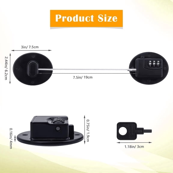 UBSWF-4PCS Refrigerator Locks Combination, Drill-Free Refrigerator Door Lock Fridge Lock with Password, Mini Digital Freezer Door Lock, Black