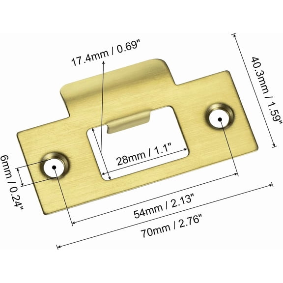 UBSWF-4Pcs Door Strike Plate, 70mm x 40.3mm Stainless Steel Latch Deadbolt Replacement Lock Strike Plate for Door Frame Door Jamb Reinforcement, Gold