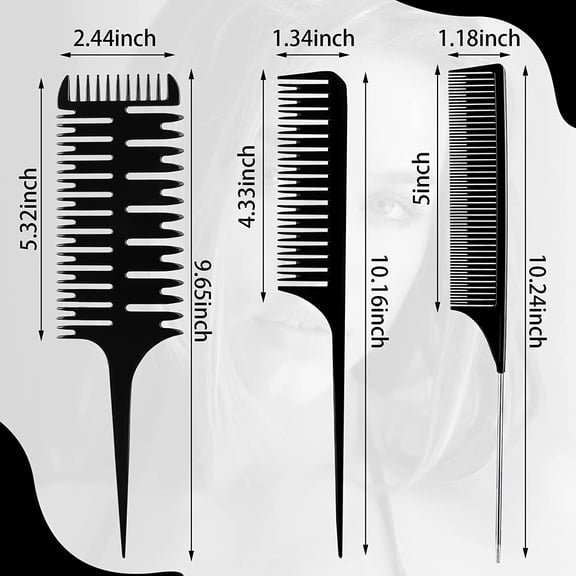 UBSWF-6 Pcs Highlighting Comb Set Weaving Hair Dyeing Comb Weaving Sectioning Foiling Rat Tail Styling for Highlights Foiling Balayage Hair Coloring Men Women(Assorted Style)