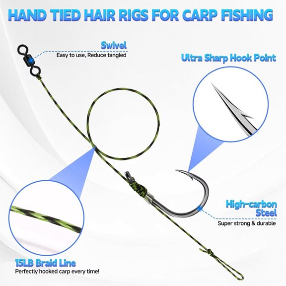 UBSWF-65/215PCS Carp Fishing Rig Kit Hair Rigs Carp Bait Fishing Equipment Accessories #2#4#6#8