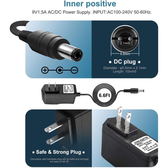 UBSWF-9V AC/DC Power Adapter Charger Compatible for Brother P-Touch PT-D210 PTD220 AD-24 AD-24ES AD-20 AD-30 Label Maker, DYMO LabelManager LM-160 500TS 150 220, Rhino 6000 5200 4200 Label Maker Prin