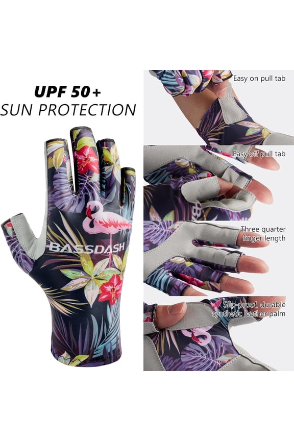 -ALTIMATE UPF 50+ Womens Fishing Gloves UV Sun Protection Fingerless Gloves for Kayaking Paddling Hiking Cycling Driving Shooting Training