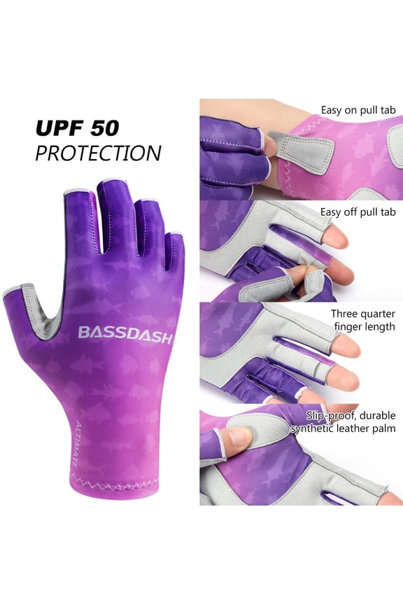 -ALTIMATE UPF 50+ Womens Fishing Gloves UV Sun Protection Fingerless Gloves for Kayaking Paddling Hiking Cycling Driving Shooting Training