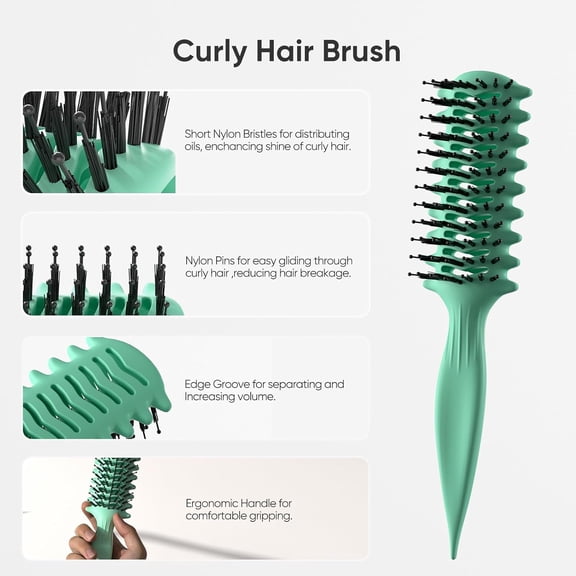 UBSWF-AM8:00 Curl Defining Brush for Shaping & Separating Curly Hair and Adding Volume,Vented Hairbrush for Blow Drying,for Women and Men