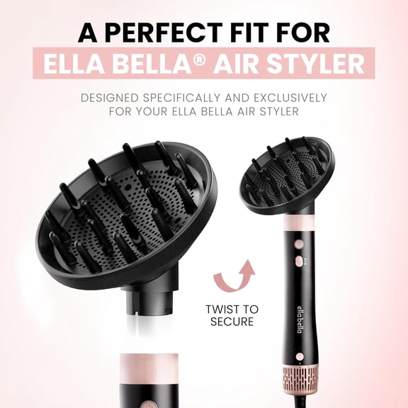 UBSWF- Air Styler Diffuser Attachment  Professional Vented Hair Diffuser for Natural Curls, Waves & Volume  Secure Twist-to-Lock Fit  Anti-Frizz Technology for Fine & Curly Hair (Black)