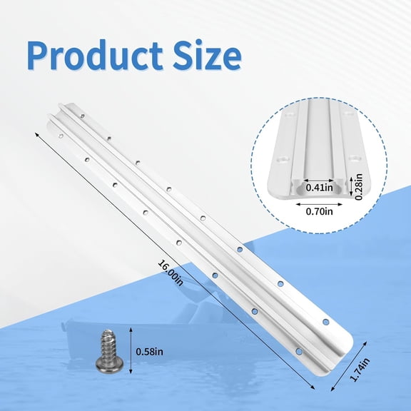 UBSWF-Aluminum Kayak Track, Kayak Rail for Fishing Rod Holder, Kayak Rail Track for Paddle Holders, Kayak Gear Track Accessories for Cup Holder, Kayak Accessories Mount Track