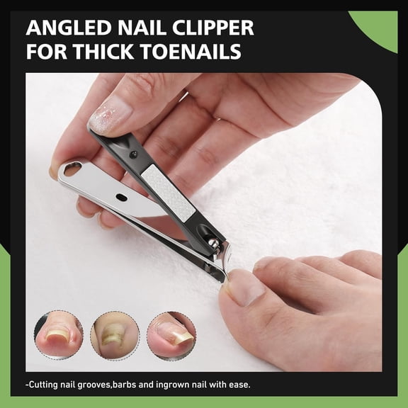 UBSWF-BALUCA Slanted Blade Ingrown Toenail Clippers for Thick Toenails, Angled Toe Nail Fingernail Cutter Trimmer for Seniors and Men - Black