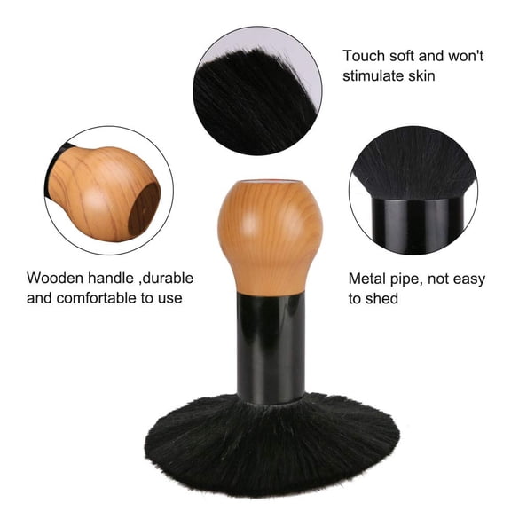 UBSWF-Barber Neck Duster Brush for Face & Neck Cleaning, Black, Wood Handle