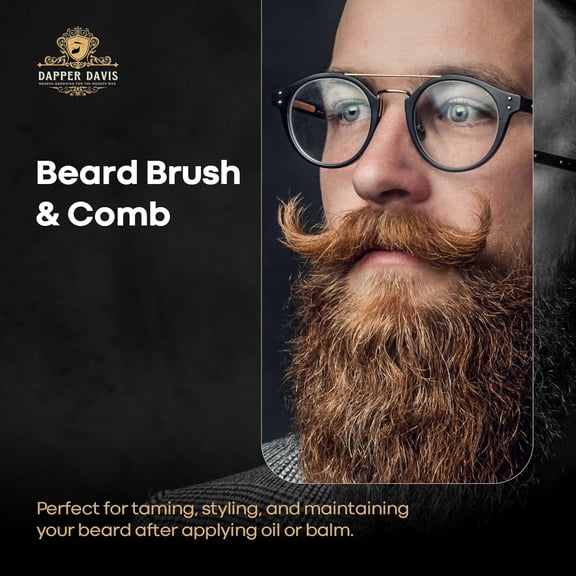 UBSWF-Beard Brush and Comb Set for Men Boar Bristle Beard Brush + Wooden Beard Comb Softens, Styles & Reduces Itch, Dandruff & Frizz