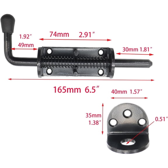 UBSWF-Black 2 Packs 6.5 Inch Heavy Duty Spring Loaded Latch Pin, Sliding Barrel Bolt Door Lock for Chests/Cabinets/Utility Trailer Gate, 2mm Thickened Interior and Outdoor Latch